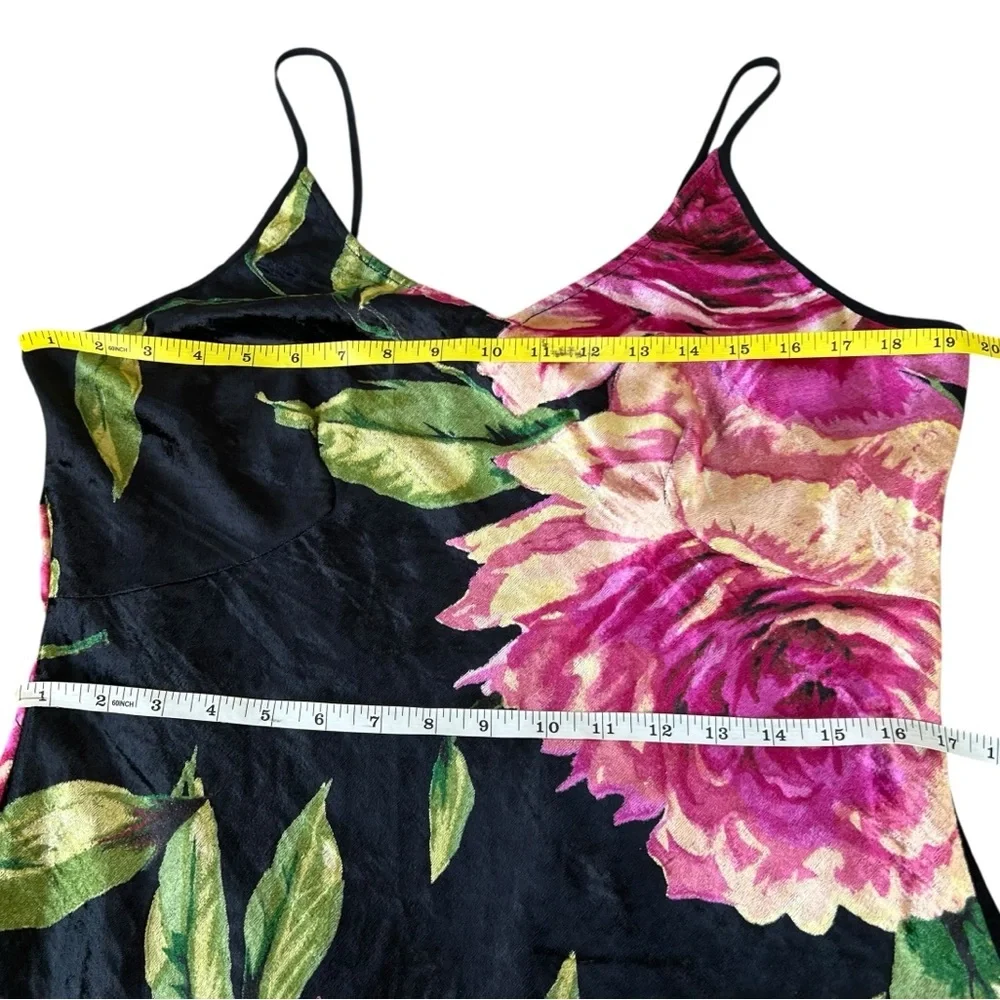 VTG Whimsigoth Velvet Floral Slip Dress Strappy Back 90s Nolita Romantic Vamp XL - Picture 15 of 17